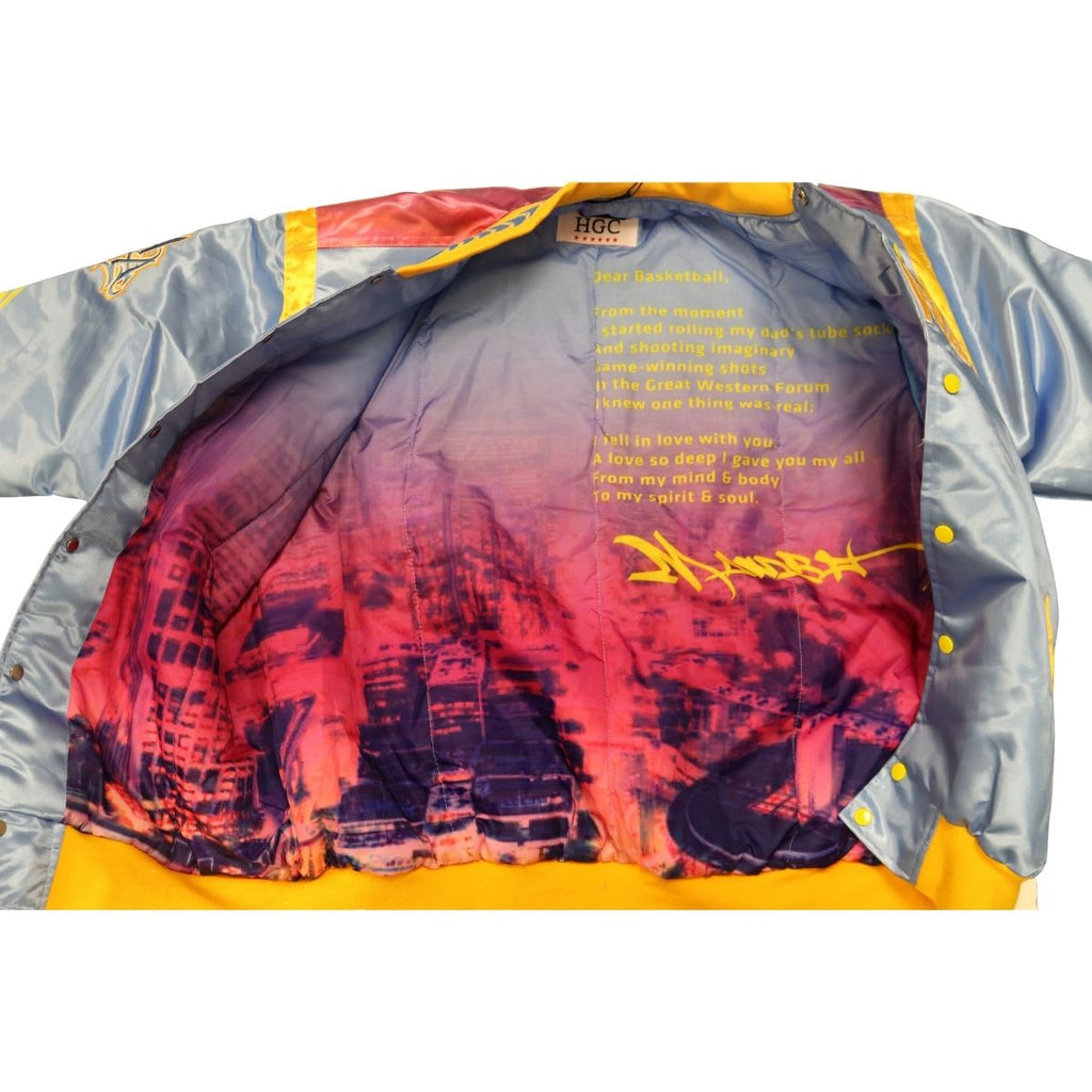 Kobe Bryant Los Angeles Lakers Headgear Classics Blue Satin Jacket Size 3XL product image 4, provided for visual reference