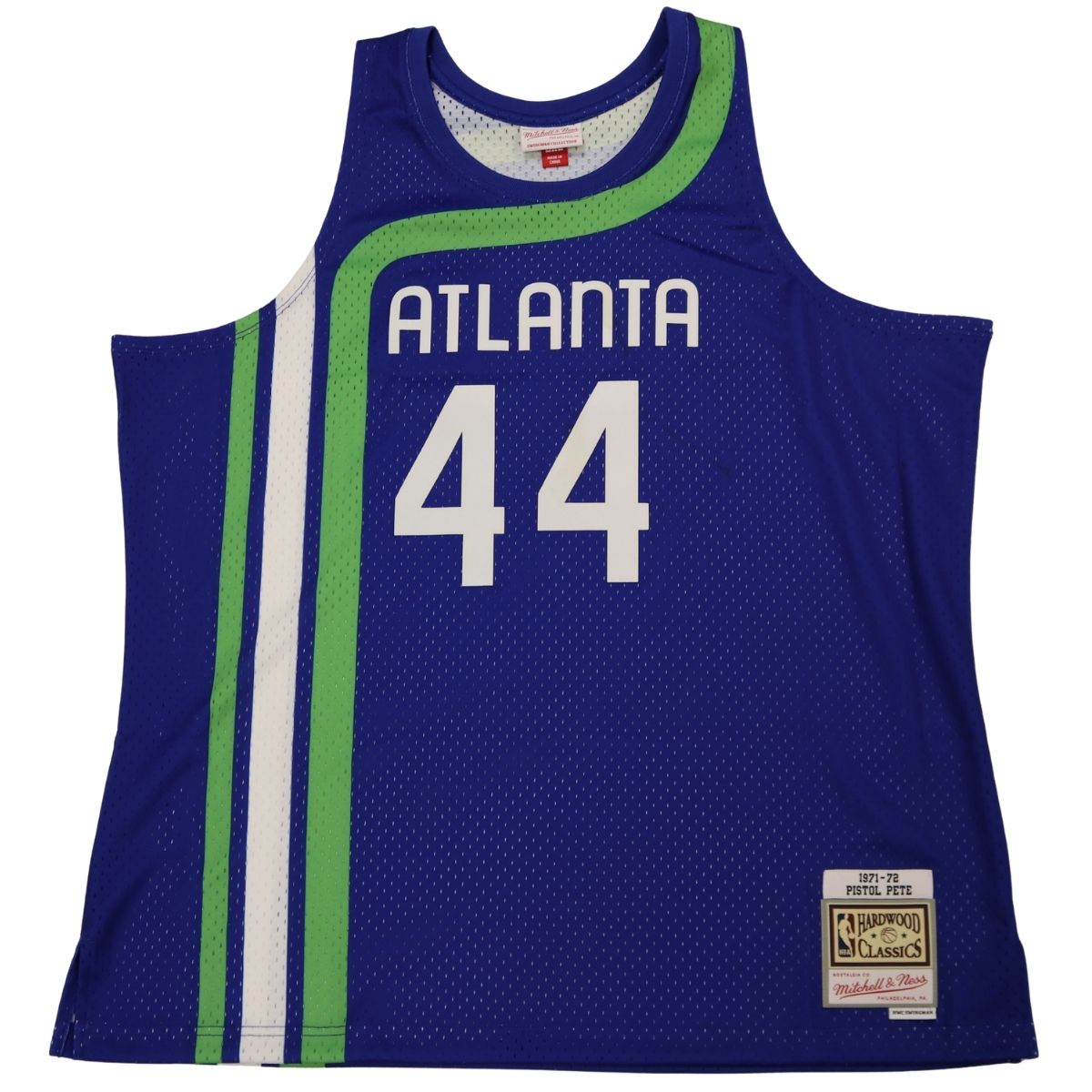 Pistol Pete Maravich Atlanta Hawks 1971-72 Blue Jersey Size 2XL product image 1, provided for visual reference and product