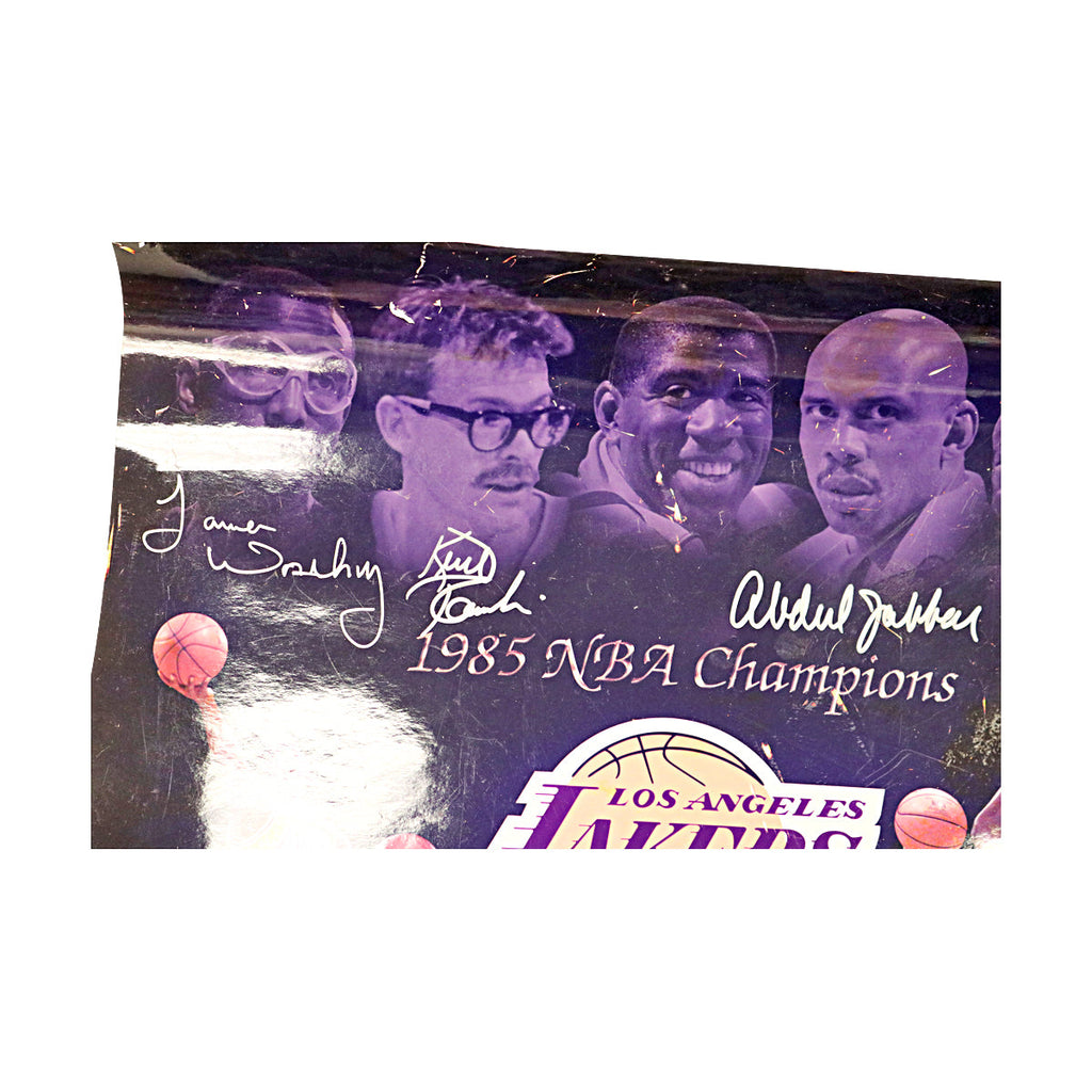 Abdul-Jabbar Worthy Rambiss Lakers Signed 1985 Champions 16x20 Photo JSA COA product image 2, provided for visual reference