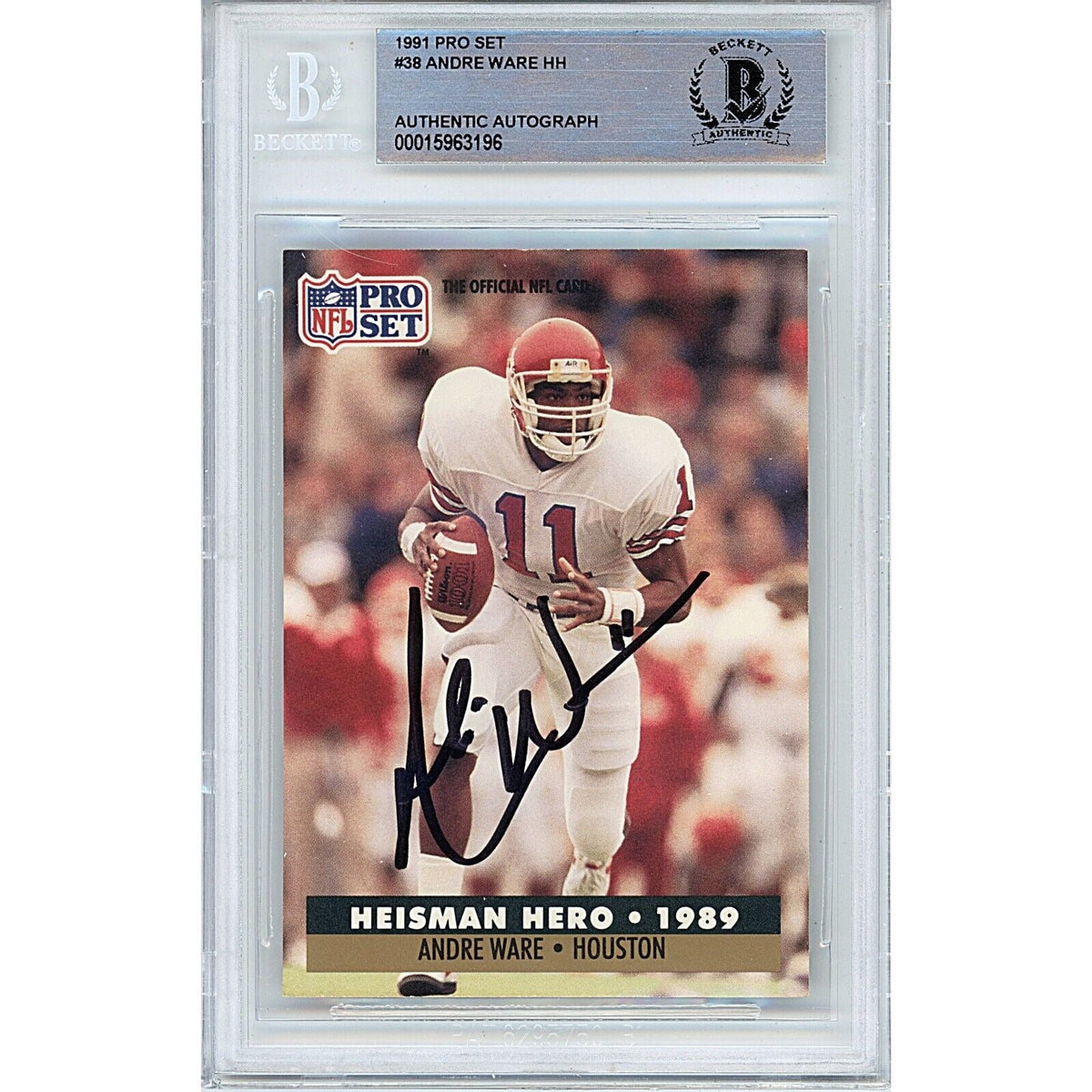 Andre Ware Houston Cougars Signed 1991 Pro Set Heisman Card BAS Auth Auto Slab UH product image 1, provided for visual