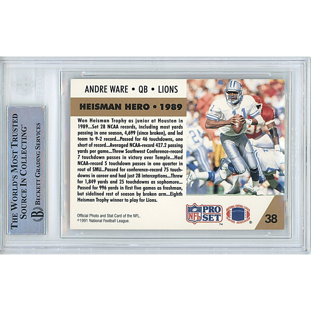 Andre Ware Houston Cougars Signed 1991 Pro Set Heisman Card BAS Auth Auto Slab UH product image 2, provided for visual