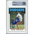 Bob Welch Los Angeles Dodgers Signed 1986 Topps Baseball Card Beckett Auth Auto Slab product image 1, provided for visual