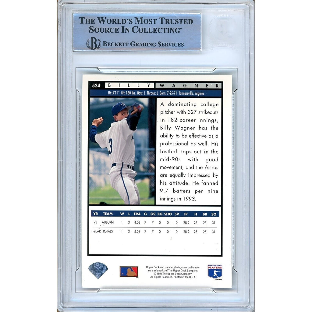 Billy Wagner Houston Astros Signed 1994 Upper Deck Electric Diamond BAS Auth Auto Slab product image 2, provided for visual