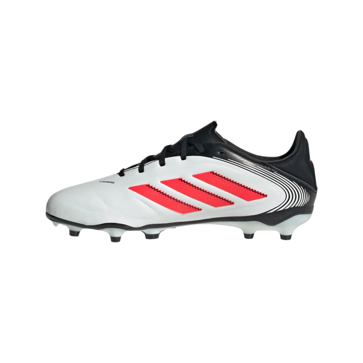 Adidas Jr Copa Pure III League FG/MG-White/Lucid Red/Black product image 2, provided for visual reference and product detail