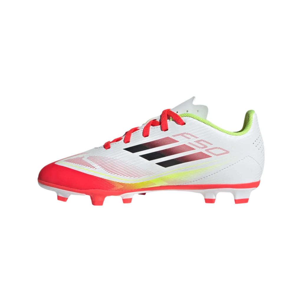 Adidas Jr F50 Club FG/MG-White/Red/Yellow product image 2, provided for visual reference and product detail review