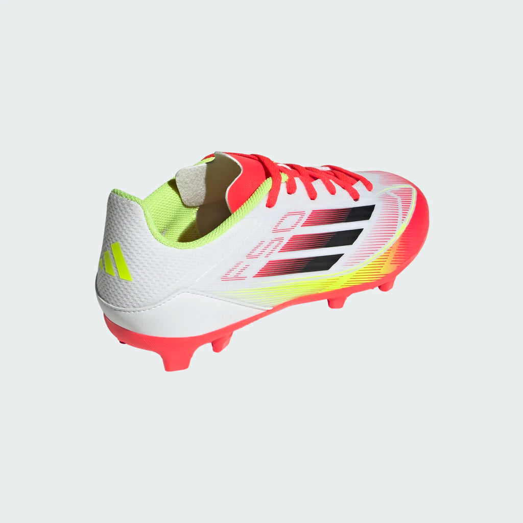 Adidas JR F50 League FG/MG-White/Black/Yellow product image 3, provided for visual reference and product detail review