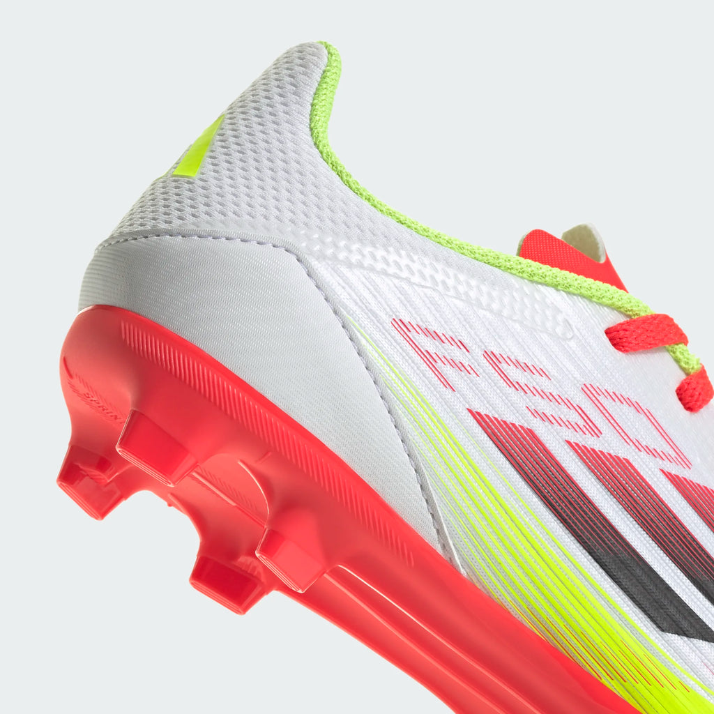 Adidas JR F50 League FG/MG-White/Black/Yellow product image 4, provided for visual reference and product detail review