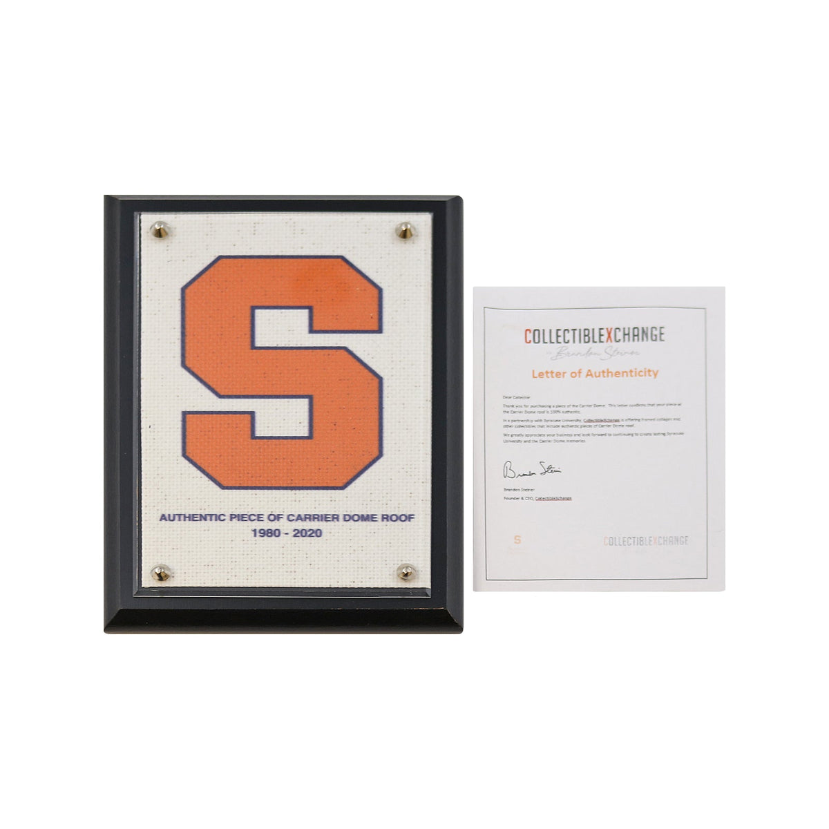 Syracuse University Authentic 5x7 Dome Roof Plaque with "Orange S" product image 2, provided for visual reference and