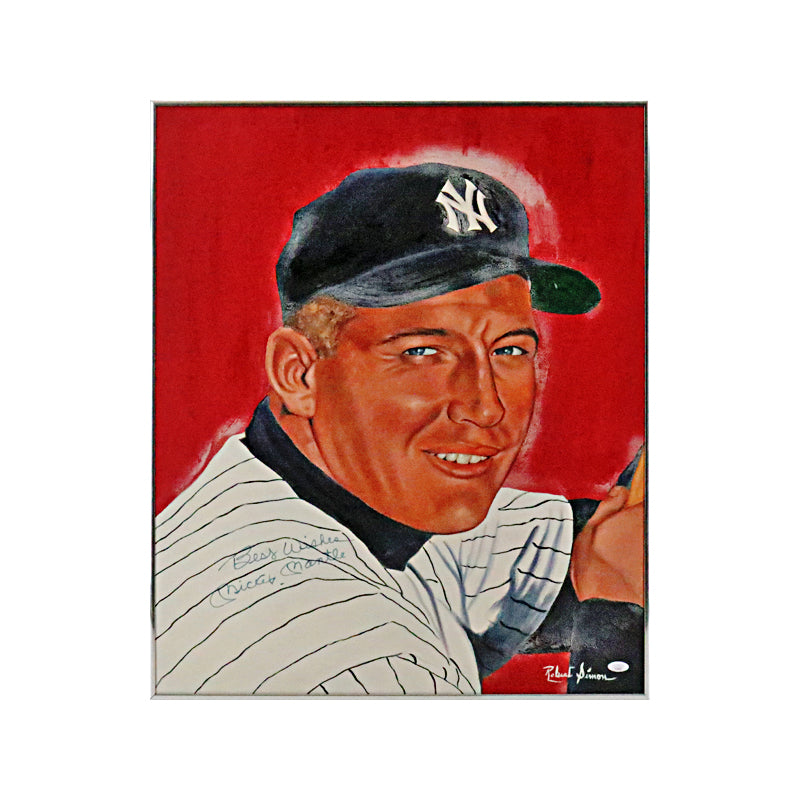 Mickey Mantle New York Yankees Autographed Signed Inscribed Robert Simon 24x30 Painting (JSA LOA) product image 1, provided
