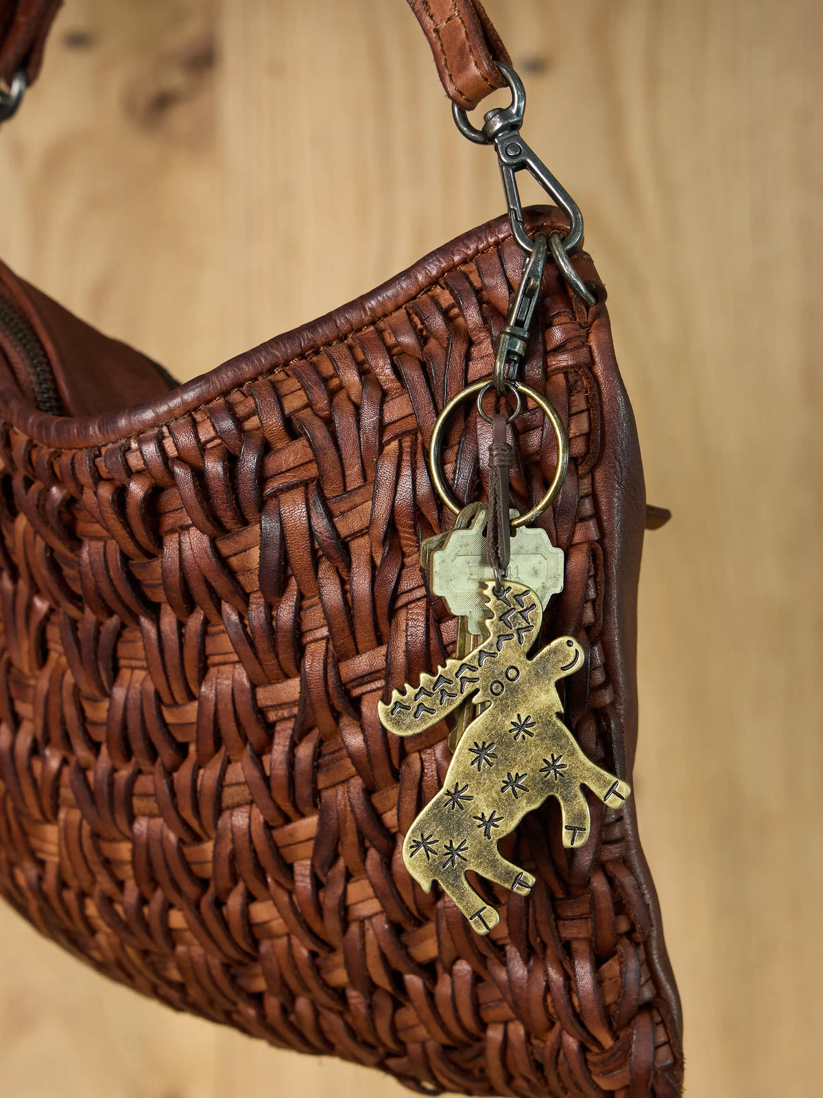 Texas Concho Key Clip Bag Charm - Moose