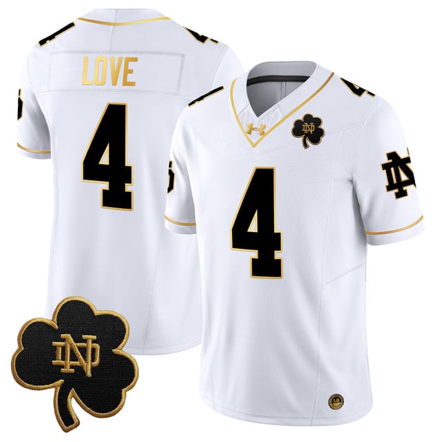 Jeremiyah Love Notre Dame Fighting Irish Jersey - White/Gold product image 1