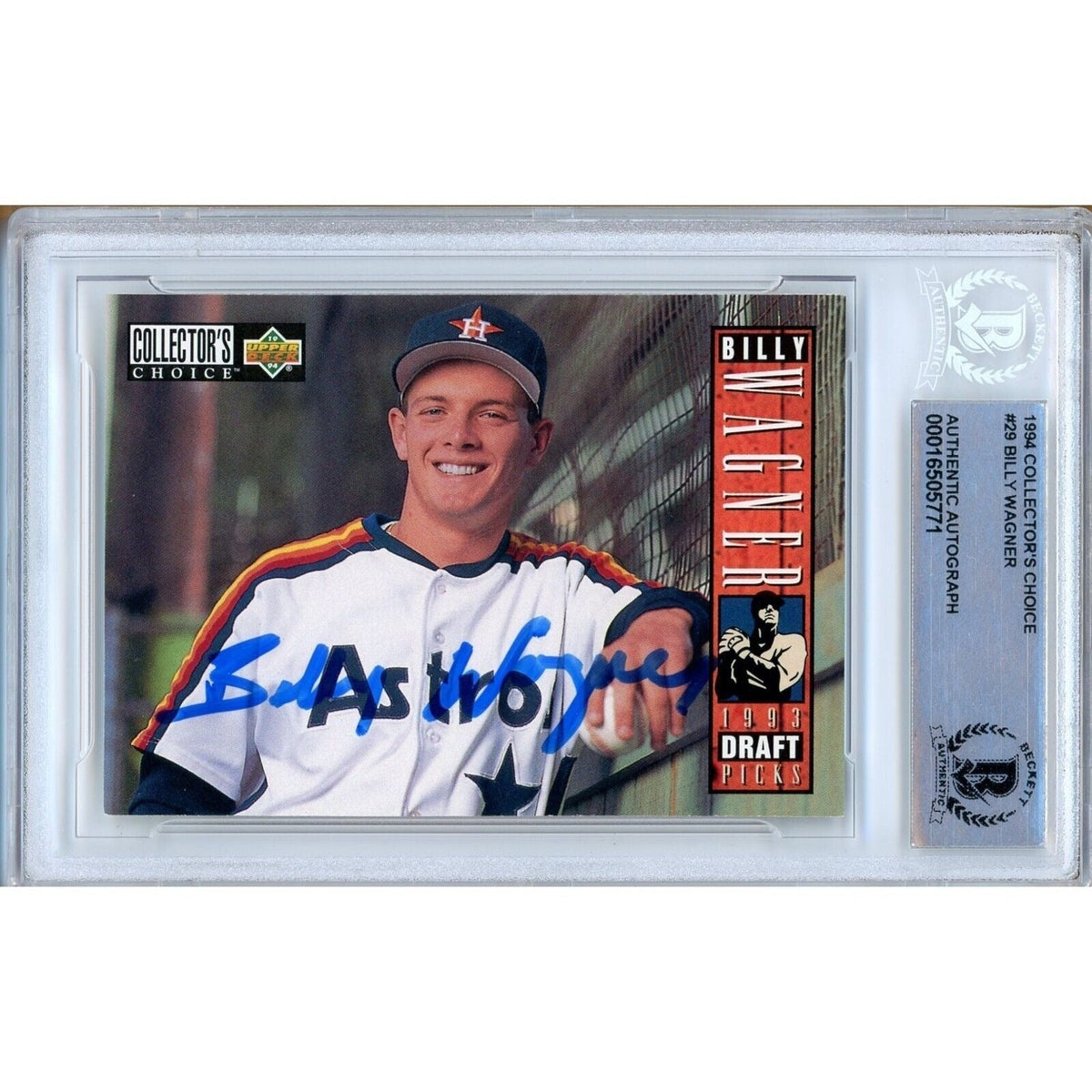 Billy Wagner Houston Astros Signed 1994 UD Collectors Choice Rookie BAS Auth Auto Slab product image 1, provided for visual