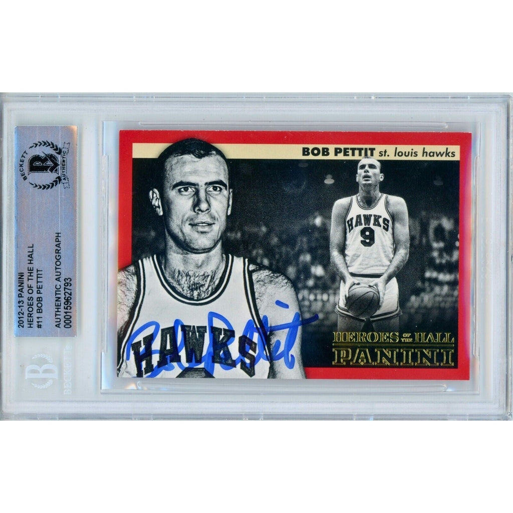 Bob Pettit St Louis Hawks Signed 2013 Panini Basketball Card BAS Auth Auto Slab product image 1, provided for visual