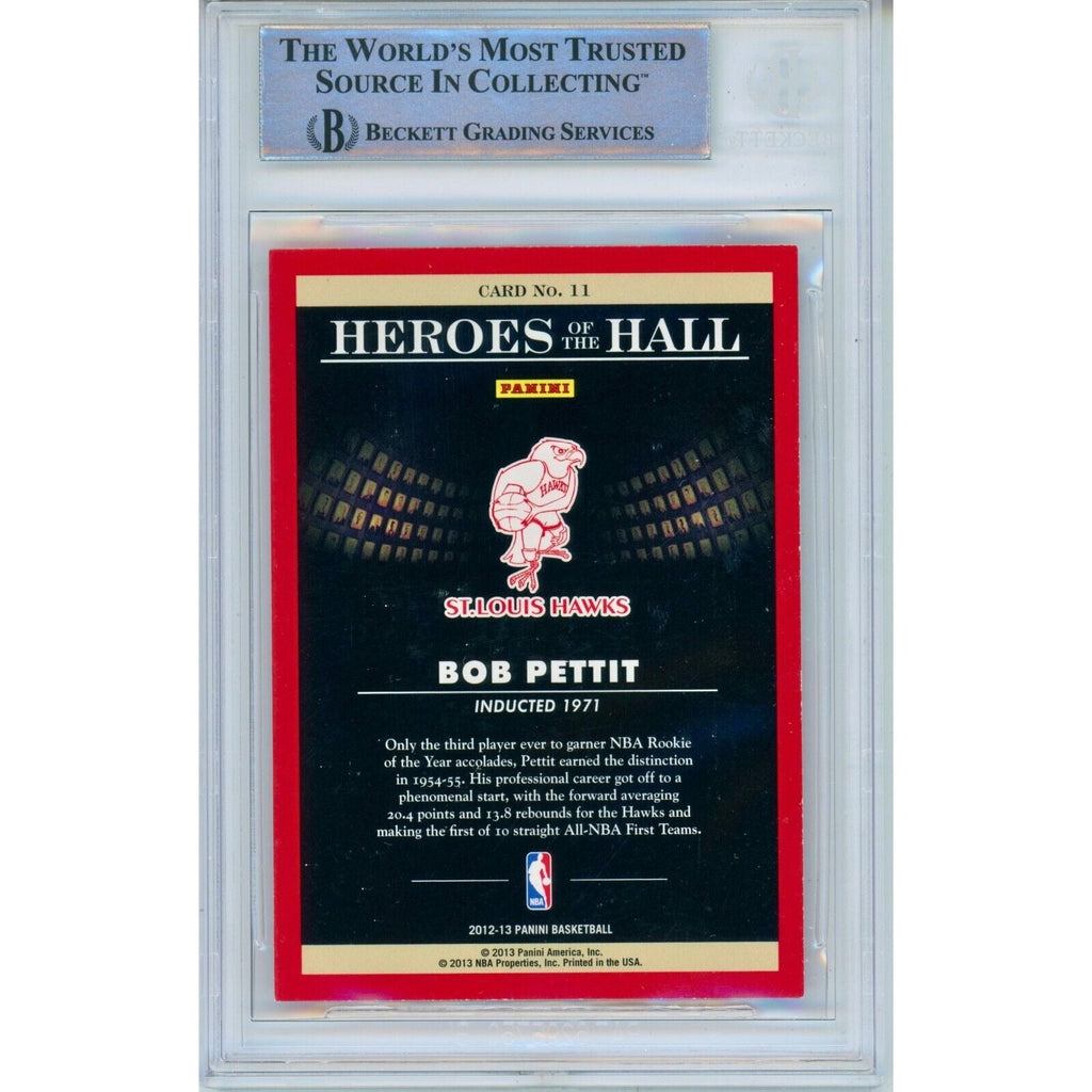 Bob Pettit St Louis Hawks Signed 2013 Panini Basketball Card BAS Auth Auto Slab product image 3, provided for visual