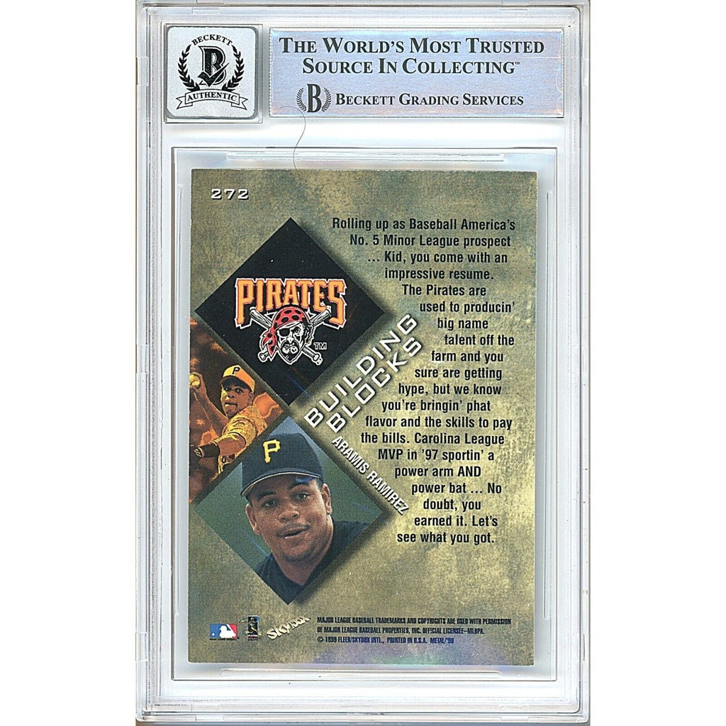 Aramis Ramirez Signed 1999 Metal Universe Building Blocks BGS Auto 10 Graded Slab product image 2, provided for visual