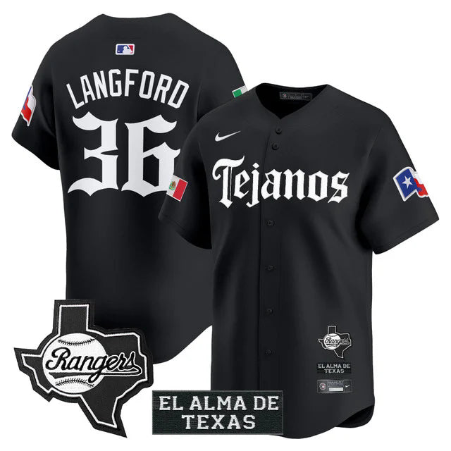Wyatt Langford Texas Rangers Mexico Tejano Barrio Jersey product image 1