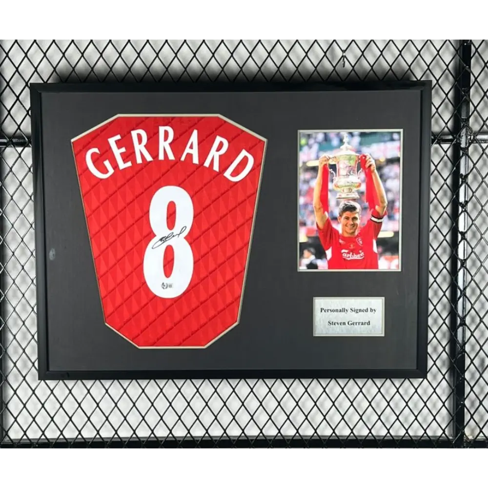Steven Gerrard Liverpool FC 2010-2012 Framed Jersey product image 1, provided for visual reference and product detail review