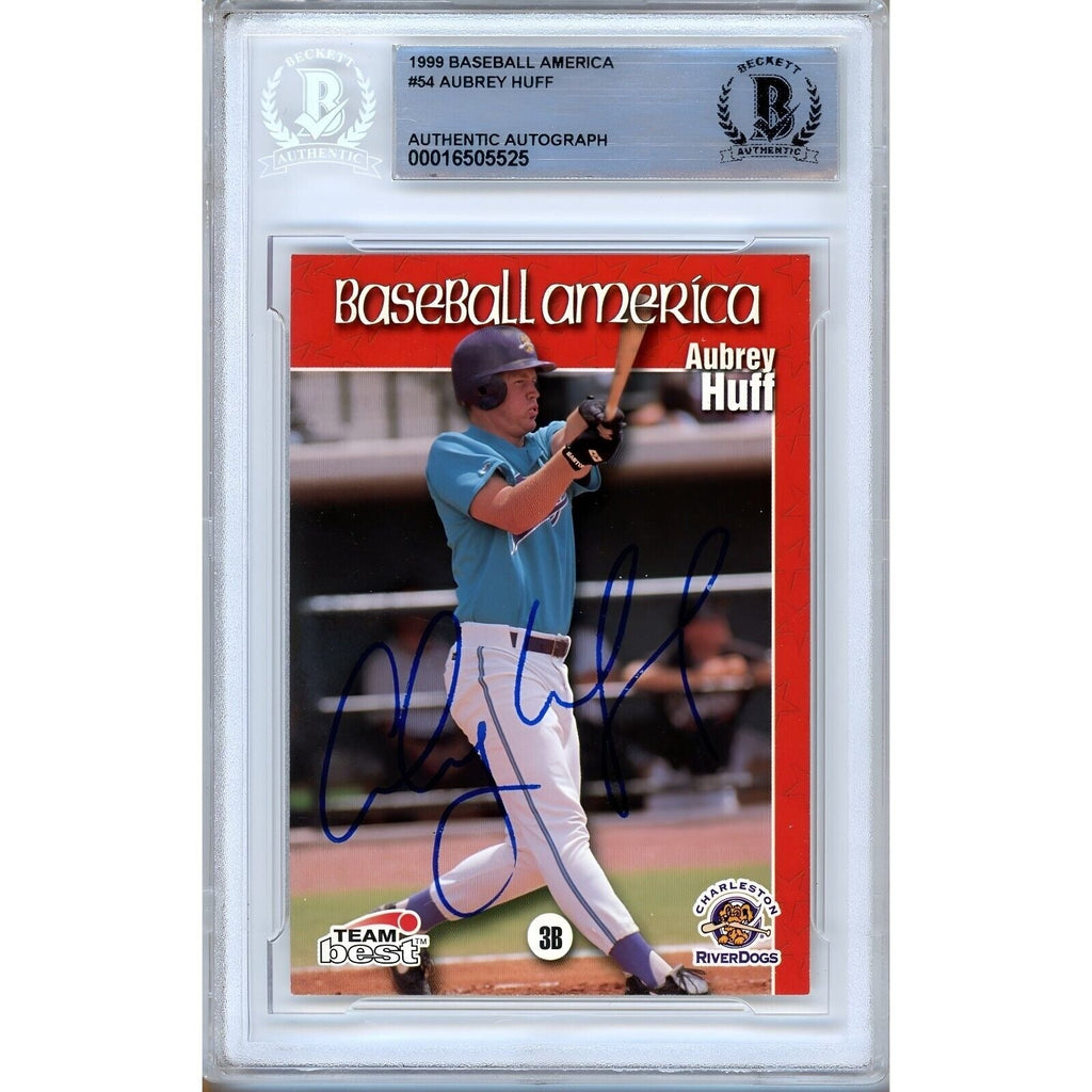 Aubrey Huff Signed 1999 Baseball America Rookie Card SF Giants Beckett Auth Auto Slab product image 1, provided for visual