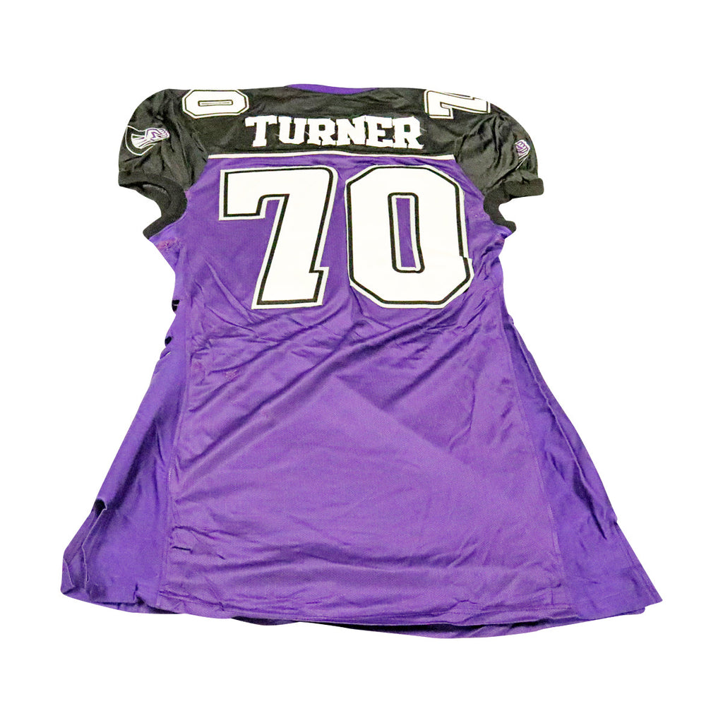 Derrick Turner Chicago Enforcers 2001 Game Used Home Jersey Size 52 +2 Linemen Cut product image 2, provided for visual