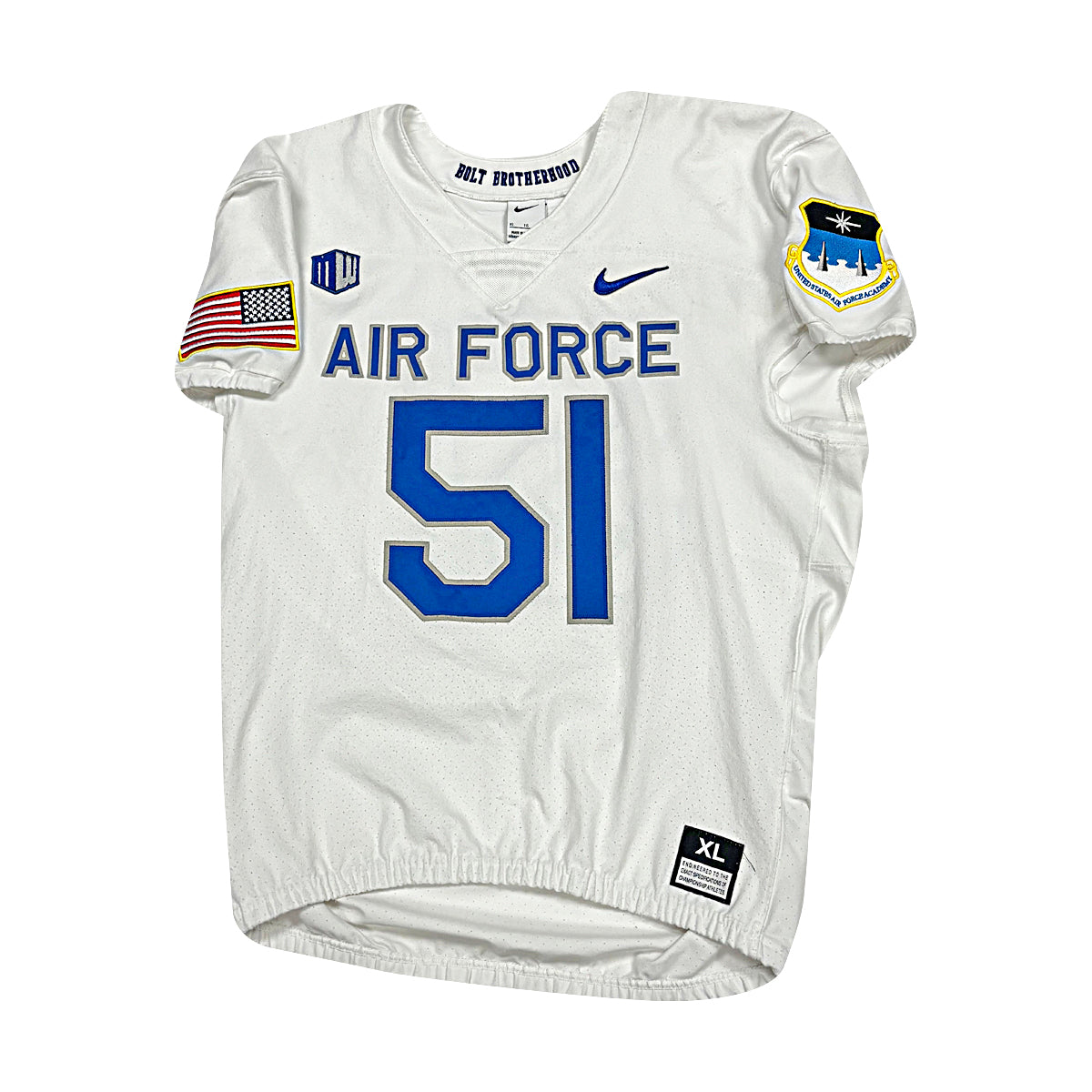 U.S. Air Force Academy Nike White 2023 Game Issued #51 Jersey Sz XL product image 1, provided for visual reference and