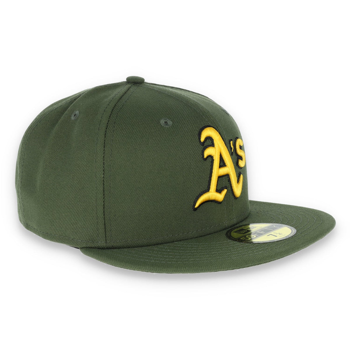 Oakland Athletics New Era 59Fifty Cap-OLIVE/yellow product image 3, provided for visual reference and product detail review