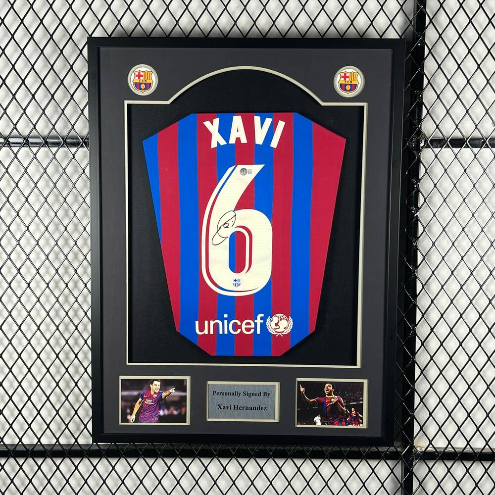 Xavi Hernandez Signed Barcelona 2021-2022 Framed Jersey product image 1, provided for visual reference and product detail