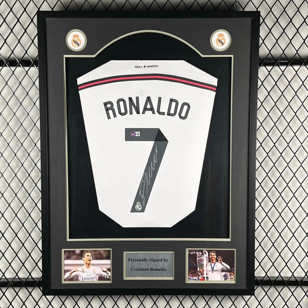 Cristiano Ronaldo Signed Real Madrid 2014-2015 Framed Jersey product image 1, provided for visual reference and product