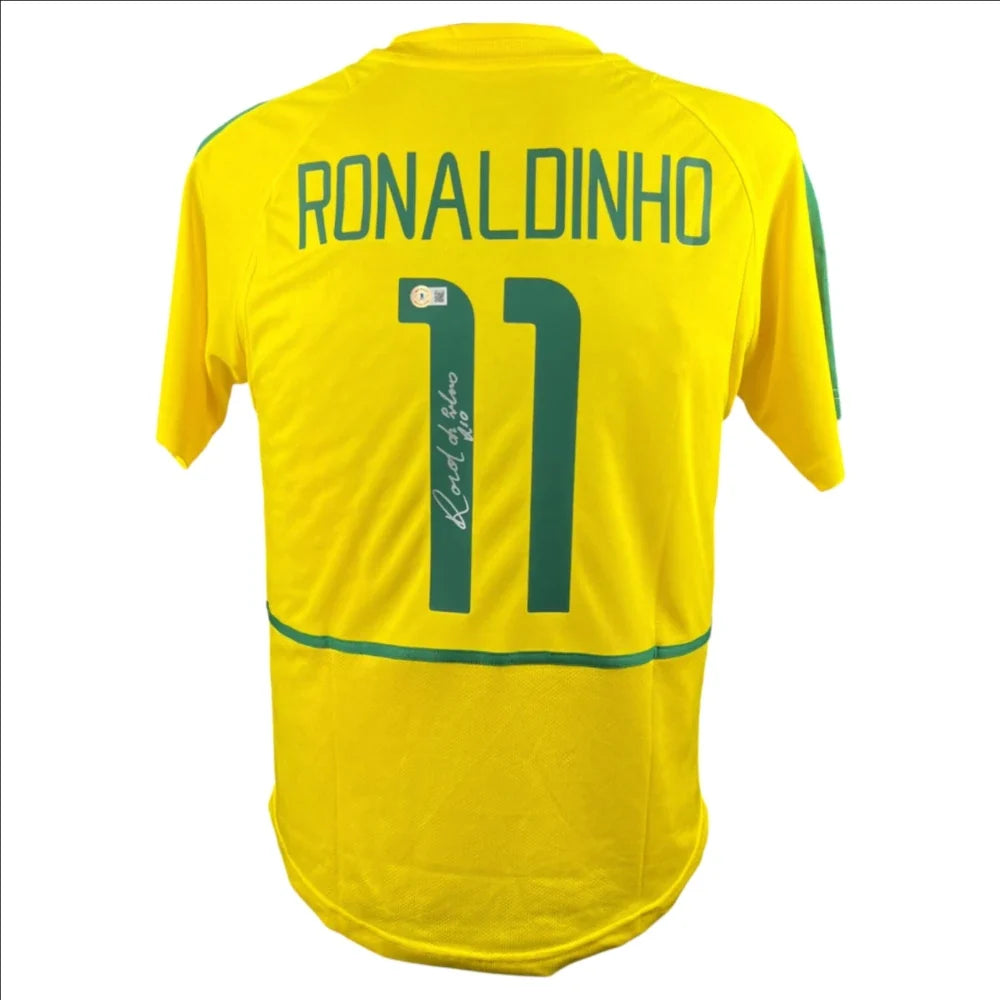 Ronaldinho Signed Brazil 2002 Jersey product image 1, provided for visual reference and product detail review
