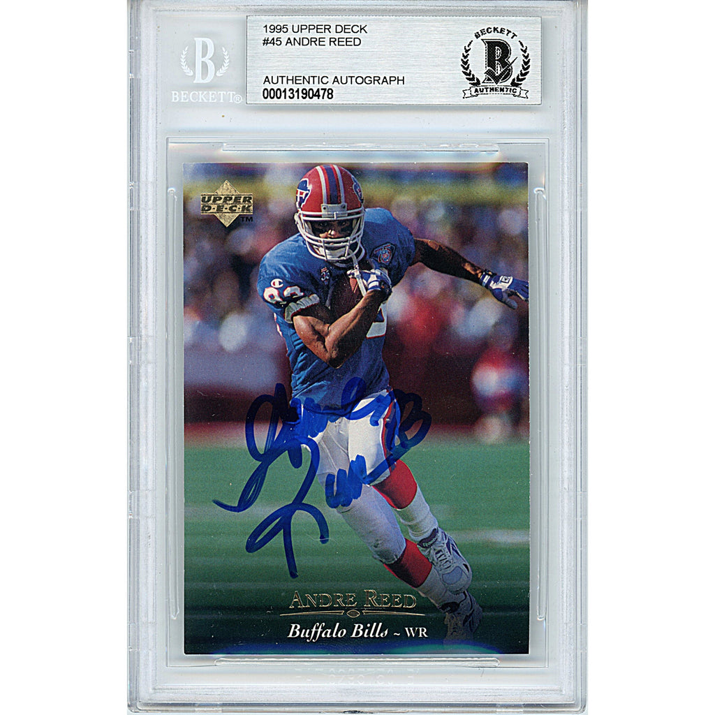 Andre Reed Autographed Buffalo Bills 1995 Upper Deck Football Trading Card Beckett Slabbed product image 1, provided for