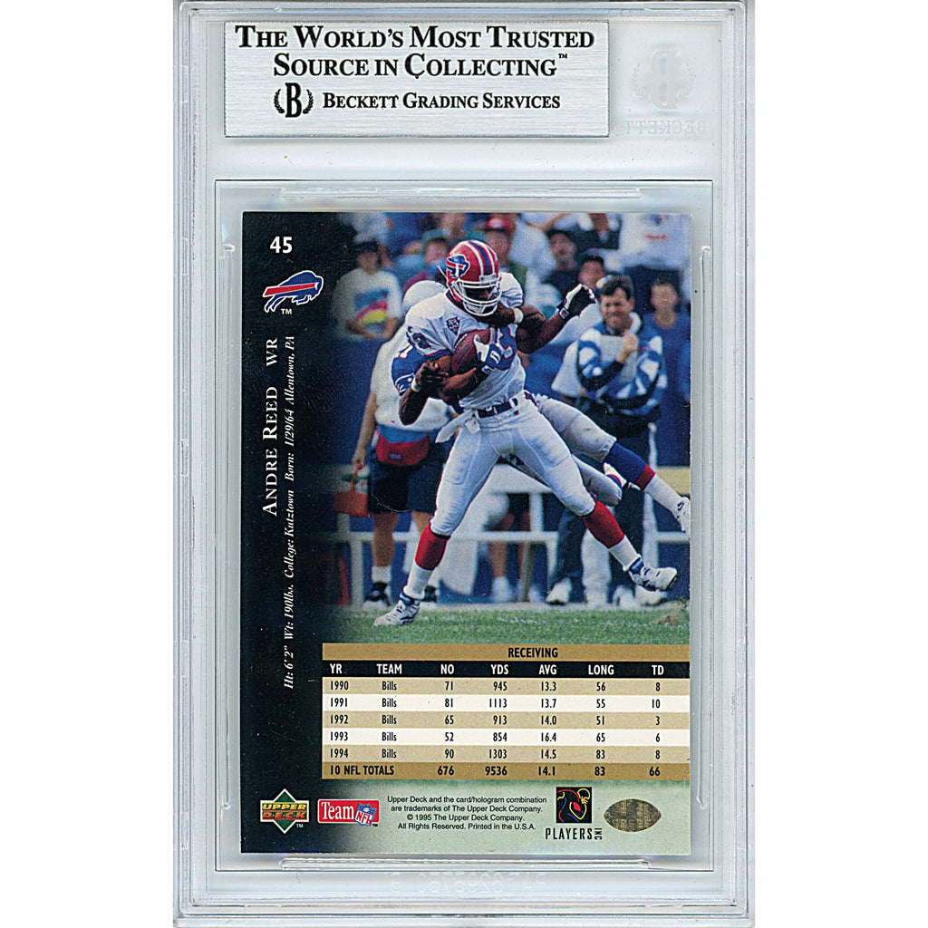 Andre Reed Autographed Buffalo Bills 1995 Upper Deck Football Trading Card Beckett Slabbed product image 2, provided for