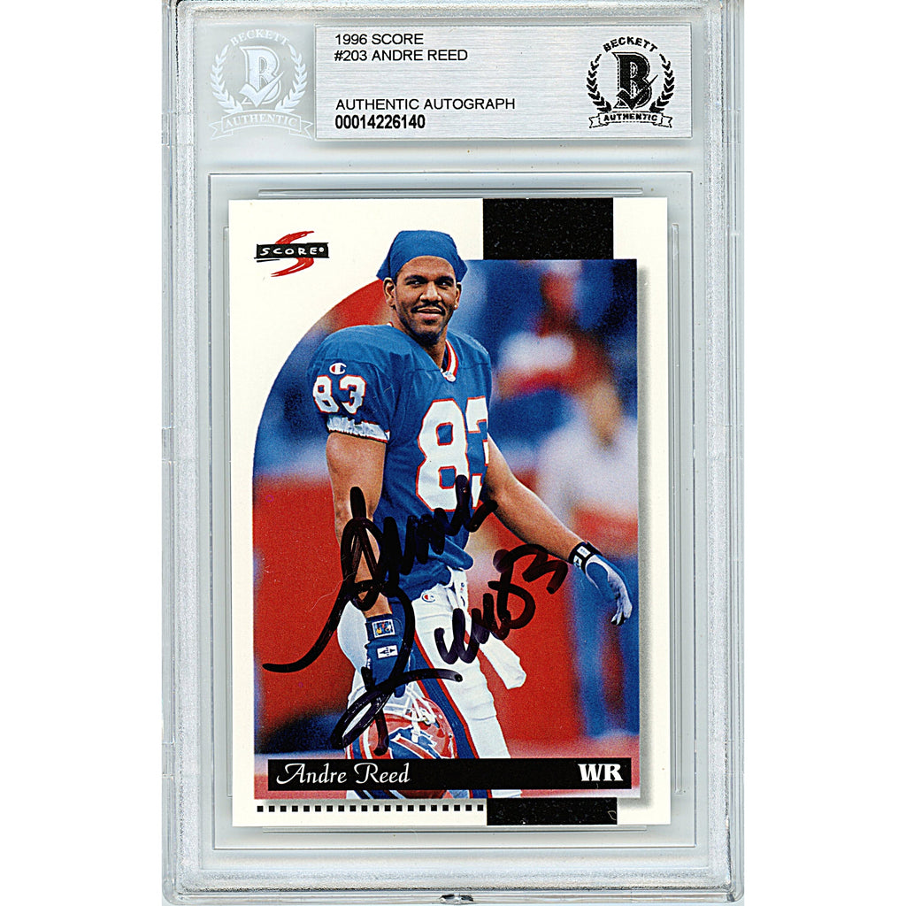 Andre Reed Signed Buffalo Bills 1996 Score NFL Football Card Beckett Authentic Auto Slab product image 1, provided for