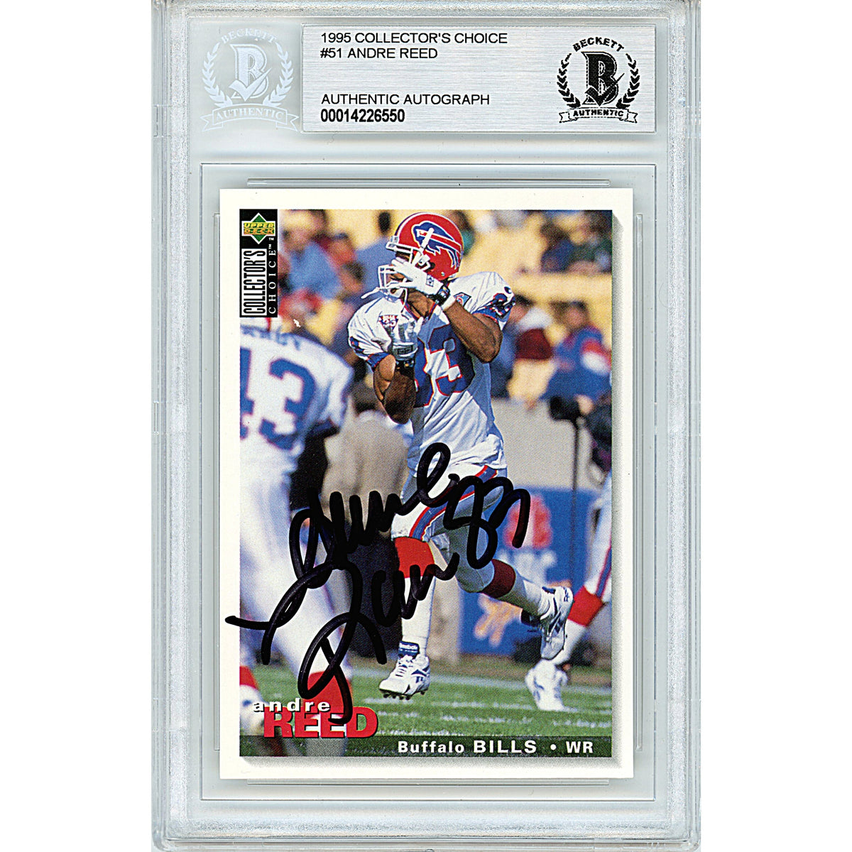 Andre Reed Autographed Buffalo Bills 1995 Collectors Choice Football Card Beckett Slab product image 1, provided for visual