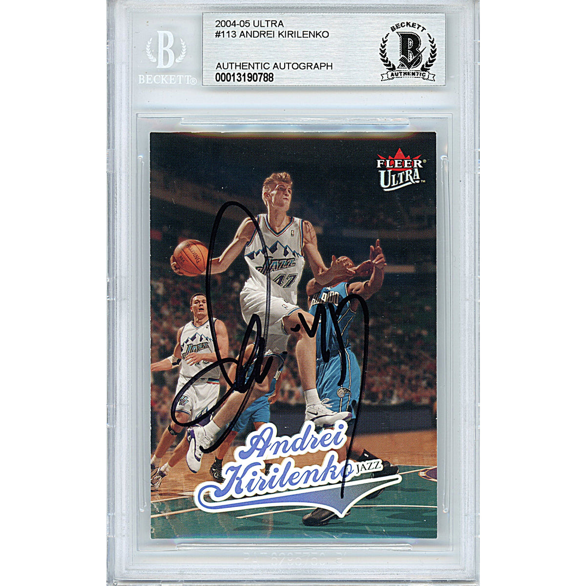 Andrei Kirilenko Utah Jazz Signed 2004-05 Fleer Ultra Basketball Card Beckett product image 1, provided for visual reference