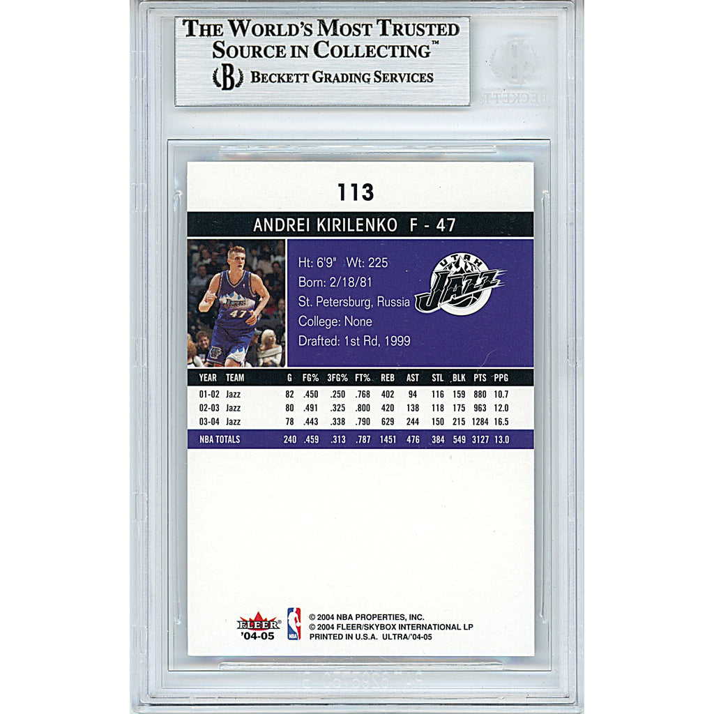 Andrei Kirilenko Utah Jazz Signed 2004-05 Fleer Ultra Basketball Card Beckett product image 2, provided for visual reference