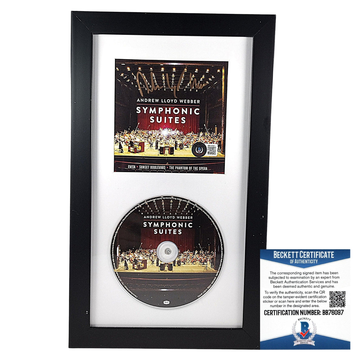 Andrew Lloyd Webber Autographed Symphonic Suites CD Booklet Framed Beckett COA product image 1, provided for visual
