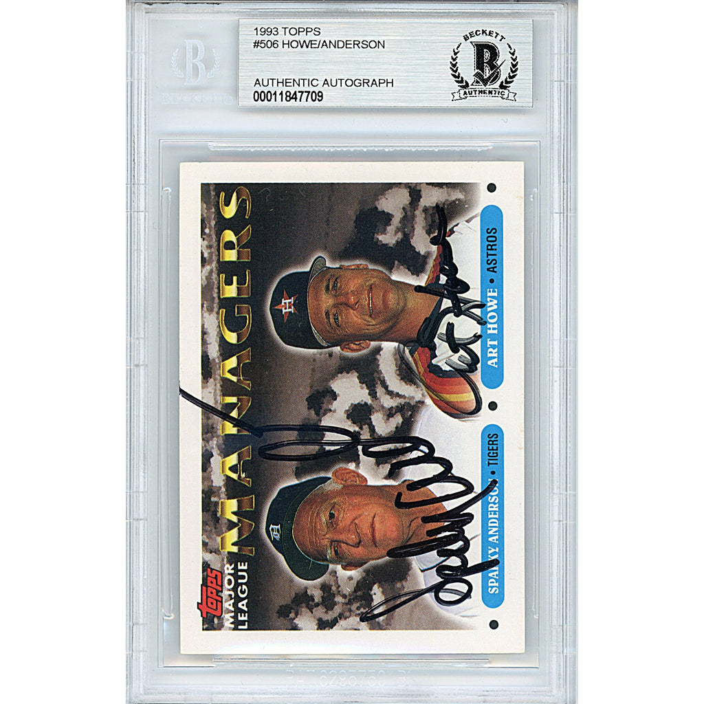 Art Howe and Sparky Anderson Signed 1993 Topps Baseball Trading Card Beckett Slabbed product image 2, provided for visual