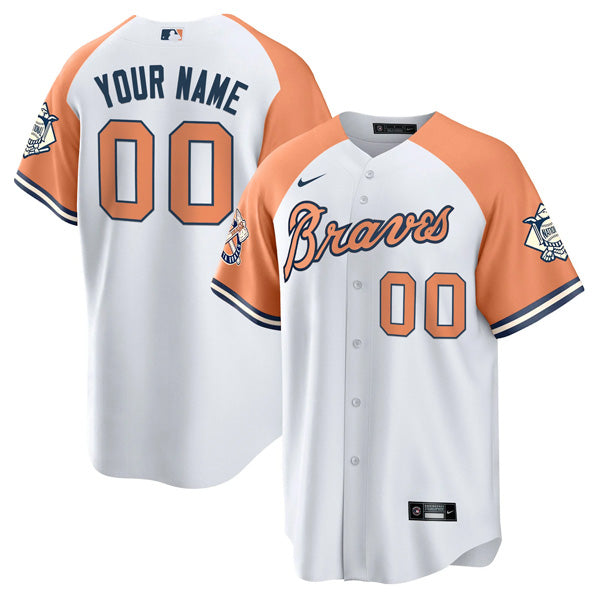 Custom Atlanta Braves Peaches n Cream Alternate Jersey product image 1