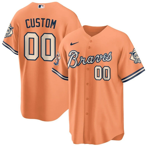 Custom Atlanta Braves Peaches n Cream Jersey - Peach product image 1