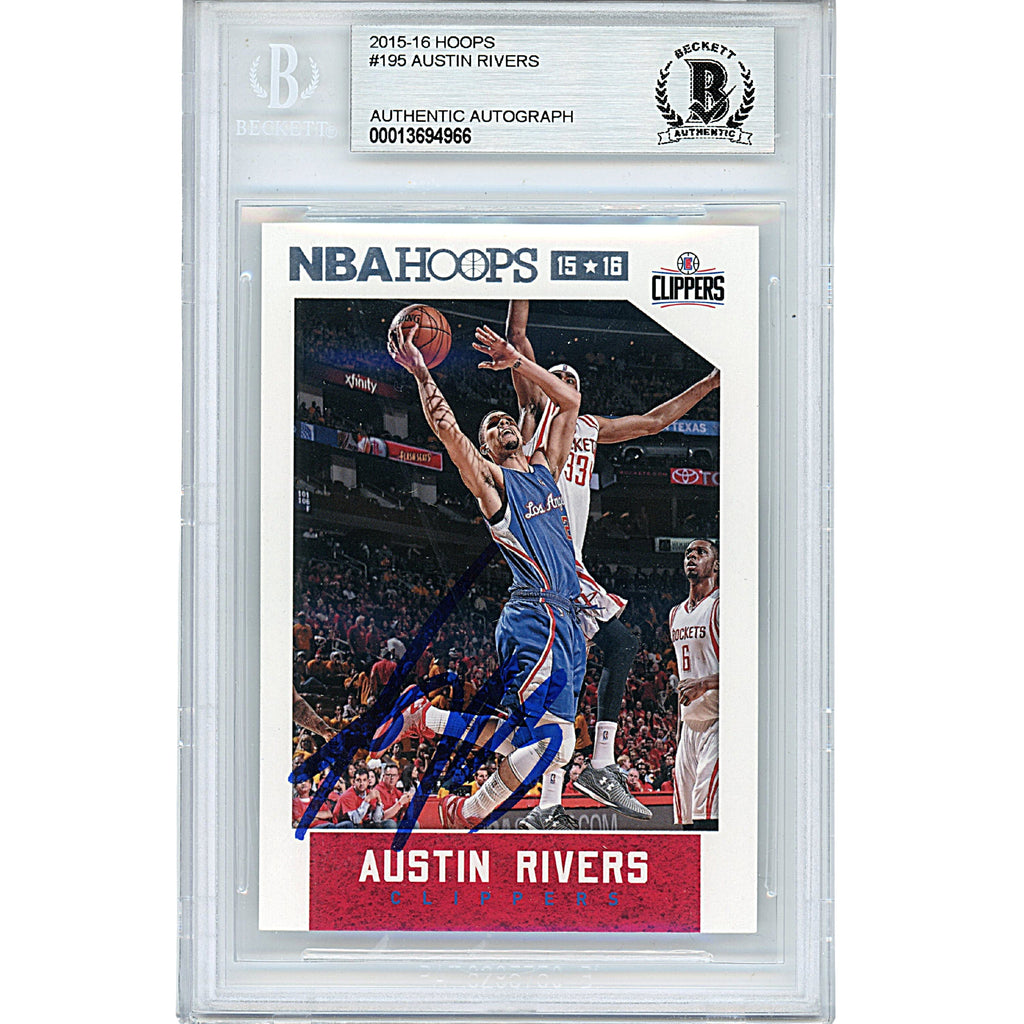 Austin Rivers Signed Los Angeles Clippers 2015-16 Hoops Basketball Card Beckett Auth Auto product image 1, provided for