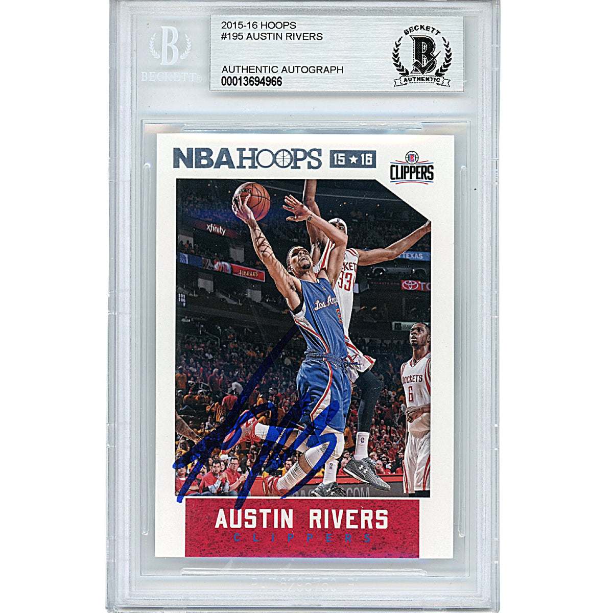 Austin Rivers Signed Los Angeles Clippers 2015-16 Hoops Basketball Card Beckett Auth Auto product image 1, provided for