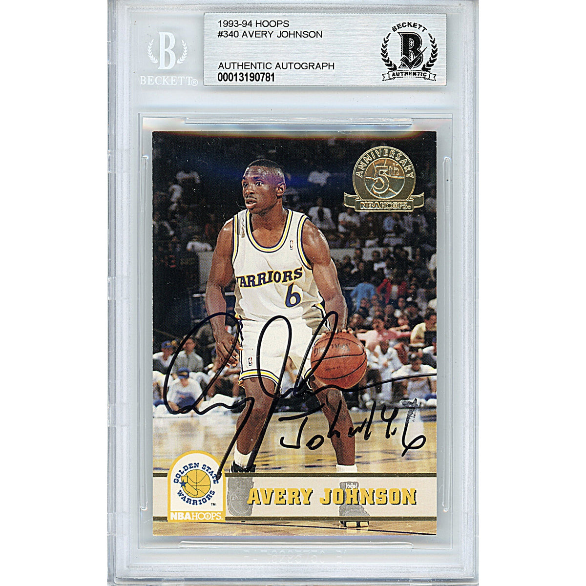 Avery Johnson Signed Golden State Warriors 1993-1994 Hoops Gold Basketball Card BAS product image 1, provided for visual