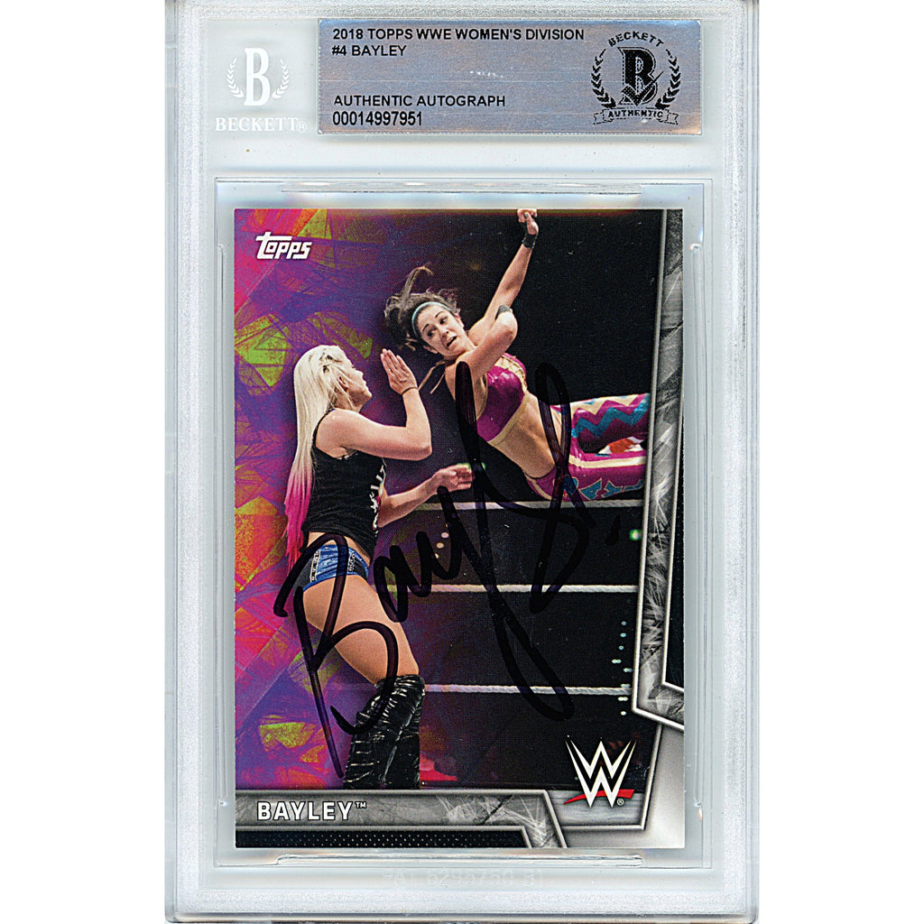 Bayley Signed 2018 Topps WWE Women Division Wrestling Card Beckett Auth Auto Slab product image 1, provided for visual