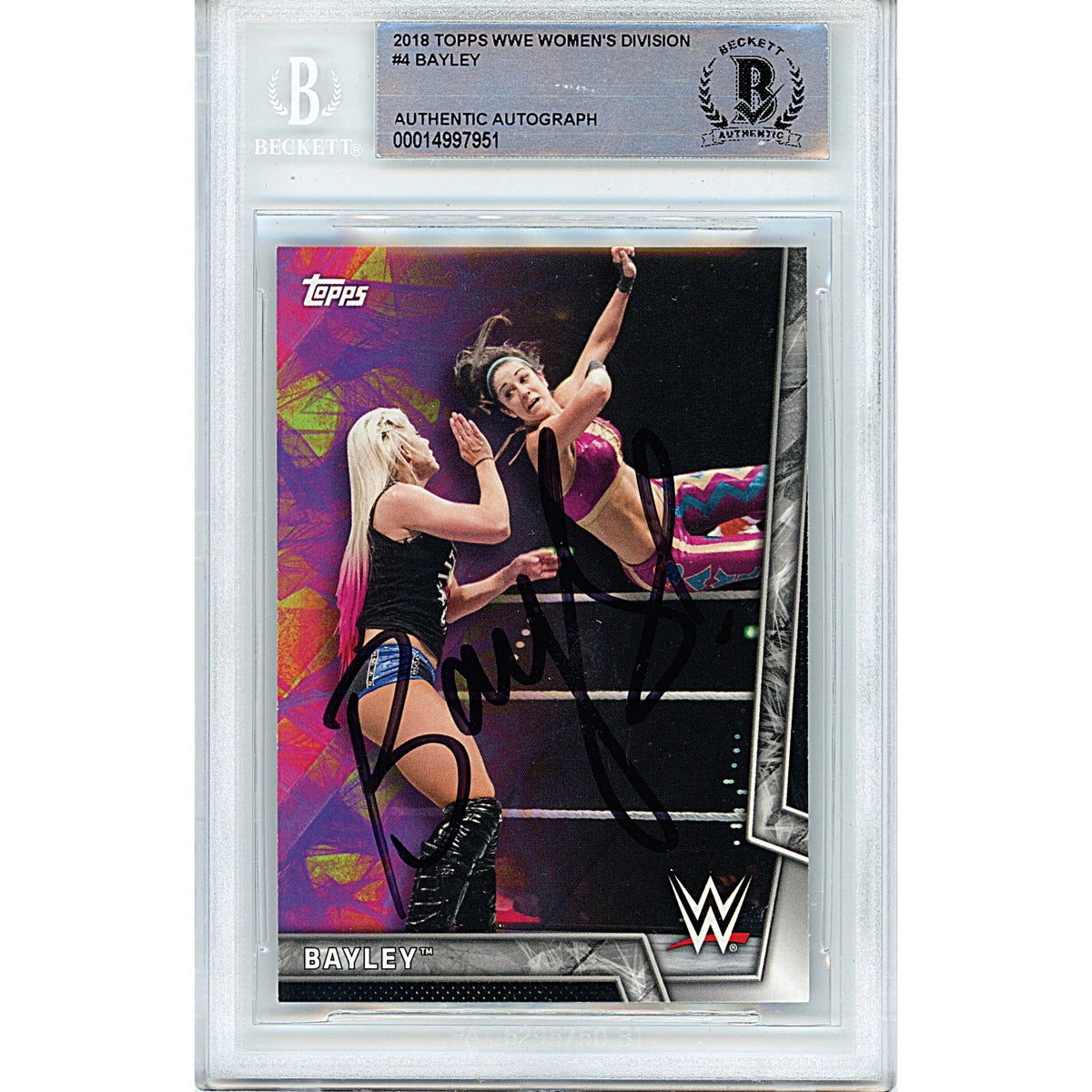 Bayley Signed 2018 Topps WWE Women Division Wrestling Card Beckett Auth Auto Slab product image 1, provided for visual