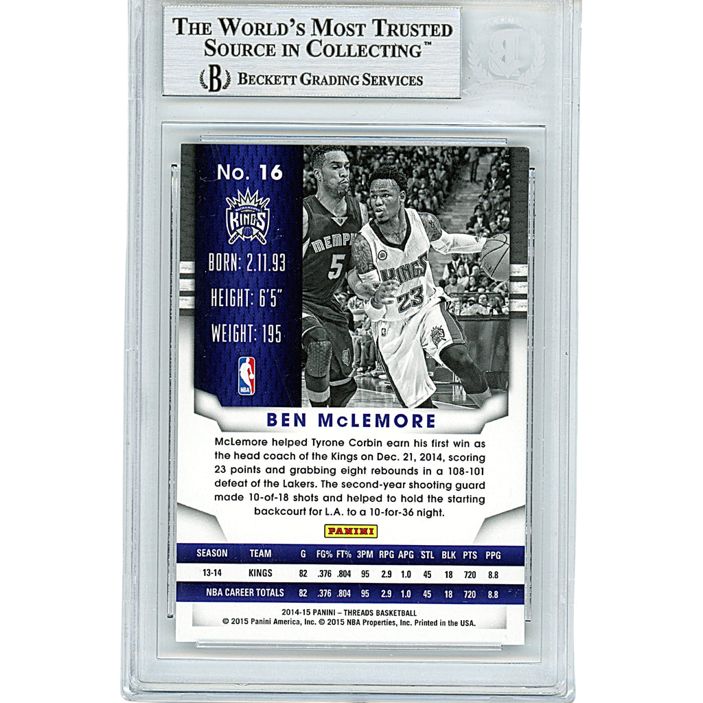 Ben McLemore Signed Sacramento Kings 2014-15 Panini Threads Basketball Card Beckett product image 2, provided for visual