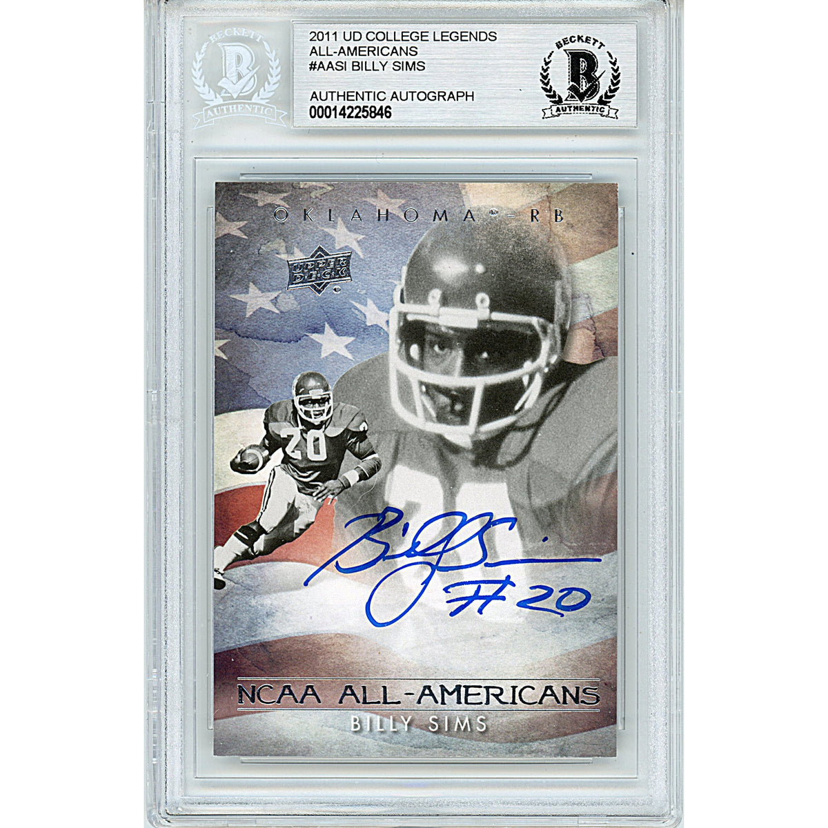 Billy Sims Signed OU Sooners 2011 College Legends Football Card Beckett Auth Auto Slab product image 1, provided for visual