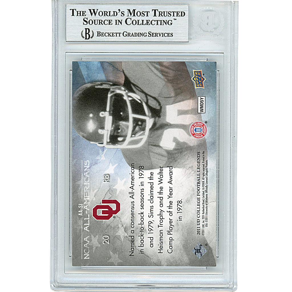 Billy Sims Signed OU Sooners 2011 College Legends Football Card Beckett Auth Auto Slab product image 3, provided for visual