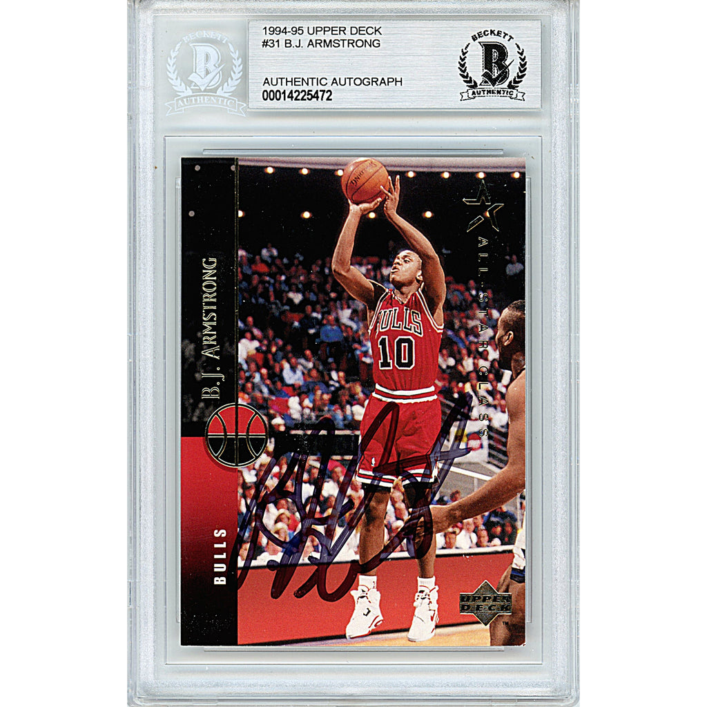 BJ Armstrong Signed Chicago Bulls 1994-94 Upper Deck Basketball Card Beckett Slabbed product image 1, provided for visual