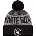 New Era Chicago White Sox Authentic Collection Sport Cuffed Knit Hat with Pom-Black/Grey product image 1, provided for
