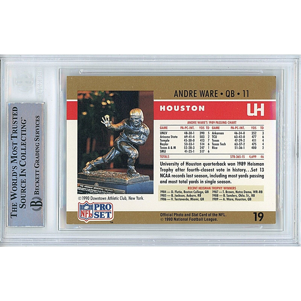 Andre Ware Houston Cougars Signed 1990 NFL Pro Set Heisman Card BAS Auth Auto Slab product image 2, provided for visual