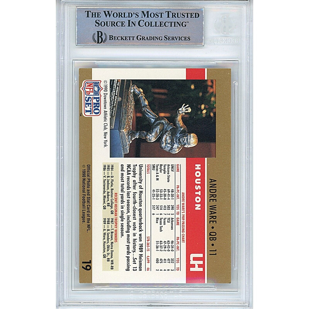 Andre Ware Houston Cougars Signed 1990 NFL Pro Set Heisman Card BAS Auth Auto Slab product image 3, provided for visual